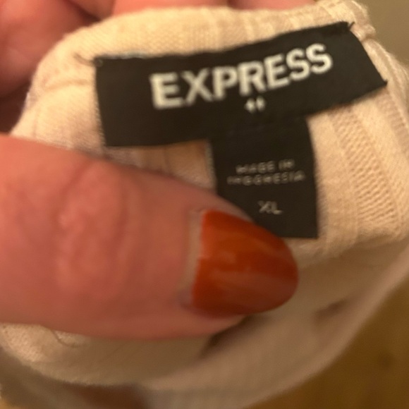 Express Ribbed Light Dusty Rose/Beige Ribbed Bodysuit XL - Picture 4 of 5